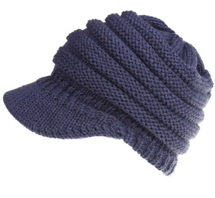 Image of Ponytail Warm Knitted Beanie With Visor