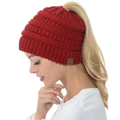 Image of CuteBeanie Soft Knit Ponytail Beanie