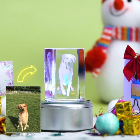 Image of Custom 3D Photo Engraved Crystal Lamp of Your Beloved One