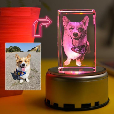 Image of Custom 3D Photo Engraved Crystal Lamp of Your Beloved One