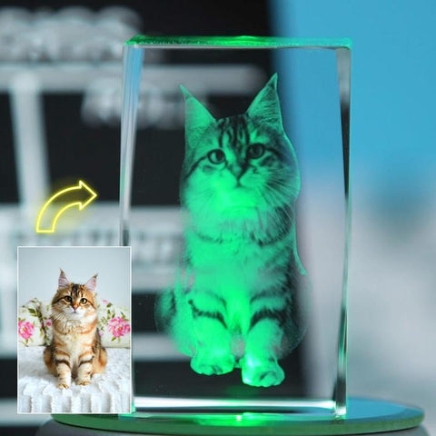 Image of Custom 3D Photo Engraved Crystal Lamp of Your Beloved One