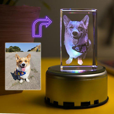 Image of Custom 3D Photo Engraved Crystal Lamp of Your Beloved One