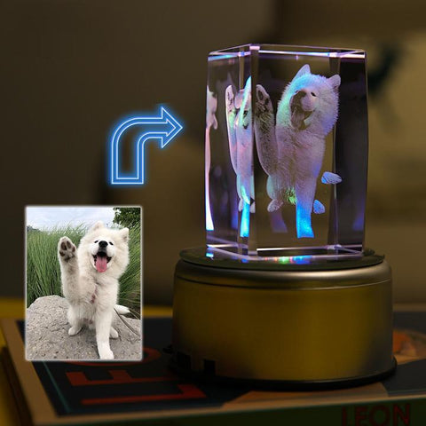 Image of Custom 3D Photo Engraved Crystal Lamp of Your Beloved One