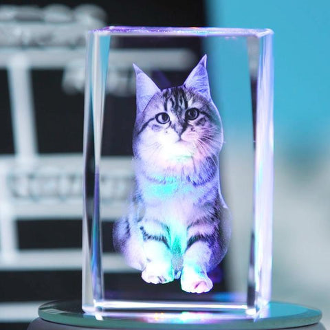 Image of Custom 3D Photo Engraved Crystal Lamp of Your Beloved One