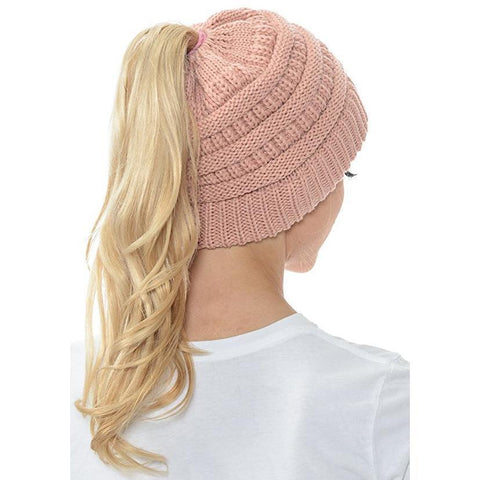 Image of CuteBeanie Soft Knit Ponytail Beanie