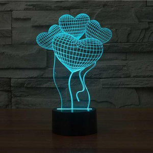 Heart Balloons 3D Illusion Lamp - 3D Led Lamps - SlickLamps.com