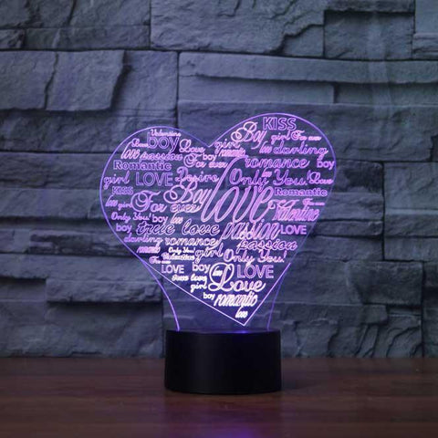 Image of Heart Collage 3D Illusion Lamp - 3D Led Lamps - SlickLamps.com