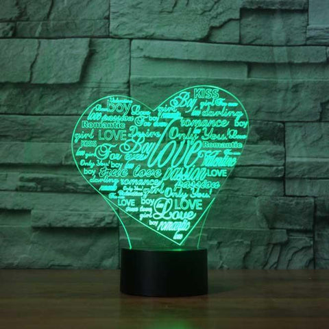 Image of Heart Collage 3D Illusion Lamp - 3D Led Lamps - SlickLamps.com