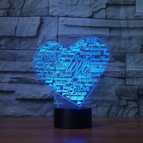 Image of Heart Collage 3D Illusion Lamp - 3D Led Lamps - SlickLamps.com