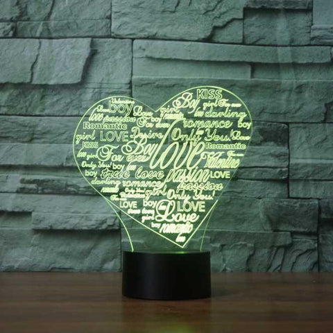 Image of Heart Collage 3D Illusion Lamp - 3D Led Lamps - SlickLamps.com