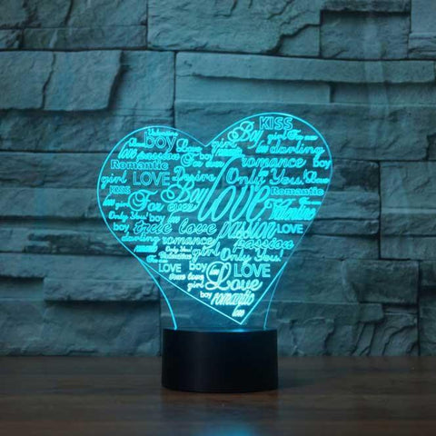 Image of Heart Collage 3D Illusion Lamp - 3D Led Lamps - SlickLamps.com