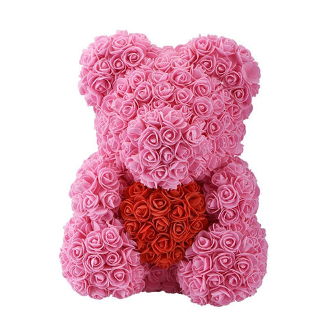 Image of Heart Rose Bear - Pink