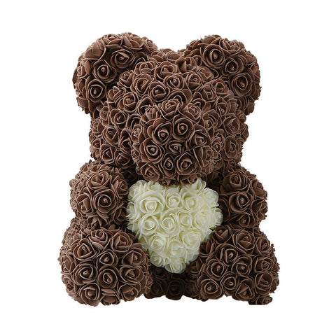 Image of Heart Rose Bear - Brown