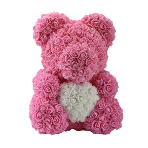 Heart Rose Bear - Pink