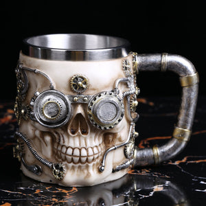 HANDCRAFTED STEAMPUNK SKULL MUG - SlickDecor.com