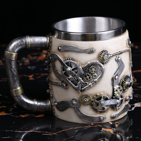 Image of HANDCRAFTED STEAMPUNK SKULL MUG - SlickDecor.com