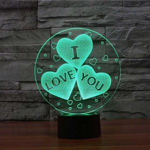 I Love You Hearts 3D Illusion Lamp - 3D Led Lamps - SlickLamps.com