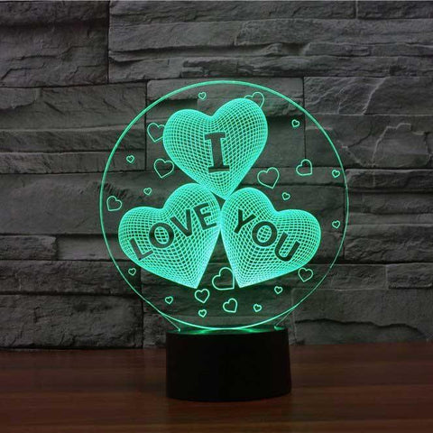 Image of I Love You Hearts 3D Illusion Lamp - 3D Led Lamps - SlickLamps.com