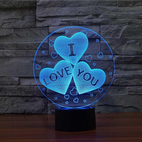 Image of I Love You Hearts 3D Illusion Lamp - 3D Led Lamps - SlickLamps.com