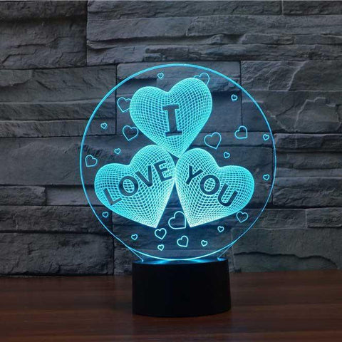 Image of I Love You Hearts 3D Illusion Lamp - 3D Led Lamps - SlickLamps.com