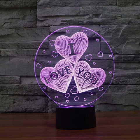 Image of I Love You Hearts 3D Illusion Lamp - 3D Led Lamps - SlickLamps.com