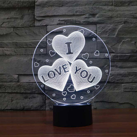 Image of I Love You Hearts 3D Illusion Lamp - 3D Led Lamps - SlickLamps.com