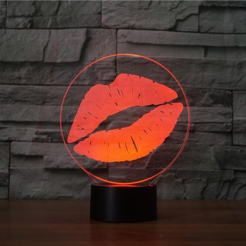 Image of Kiss 3D Illusion Lamp - 3D Led Lamps - SlickLamps.com