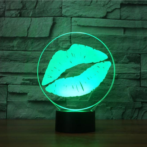 Image of Kiss 3D Illusion Lamp - 3D Led Lamps - SlickLamps.com