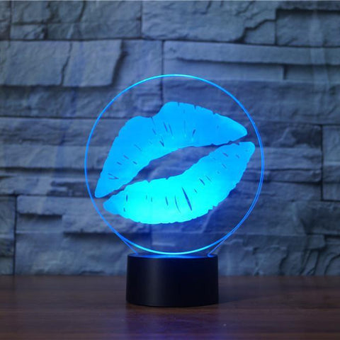 Image of Kiss 3D Illusion Lamp - 3D Led Lamps - SlickLamps.com