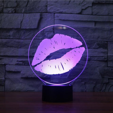 Image of Kiss 3D Illusion Lamp - 3D Led Lamps - SlickLamps.com