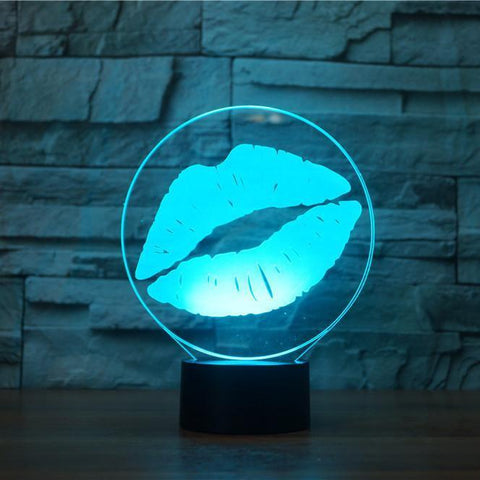 Image of Kiss 3D Illusion Lamp - 3D Led Lamps - SlickLamps.com