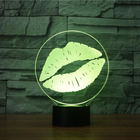 Image of Kiss 3D Illusion Lamp - 3D Led Lamps - SlickLamps.com