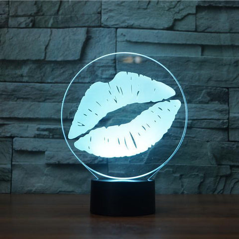 Image of Kiss 3D Illusion Lamp - 3D Led Lamps - SlickLamps.com