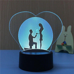 Love Heart Couples 3D Illusion Lamp