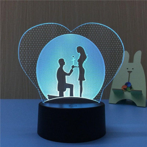 Image of Love Heart Couples 3D Illusion Lamp