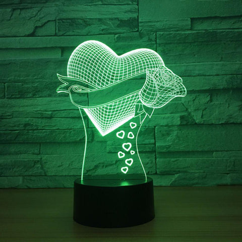 Image of Love Rose Flower 3D Illusion Lamp