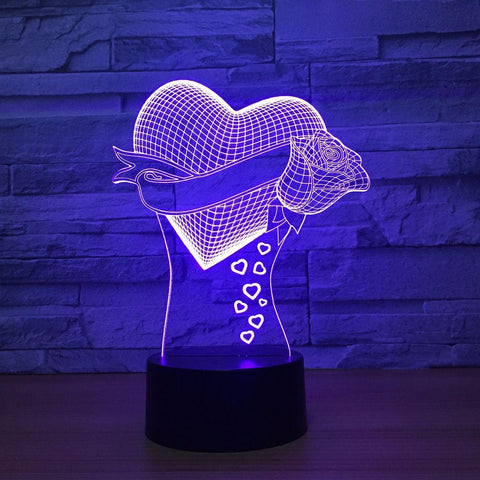 Image of Love Rose Flower 3D Illusion Lamp