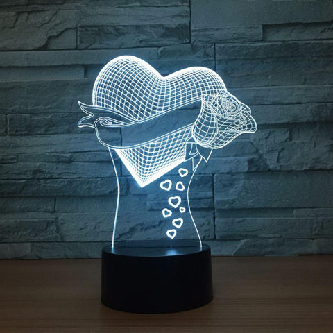 Image of Love Rose Flower 3D Illusion Lamp