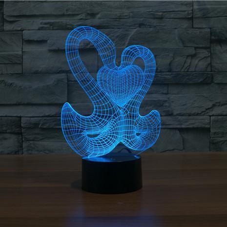 Image of Love Swan 3D Illusion Lamp - 3D Led Lamps - SlickLamps.com