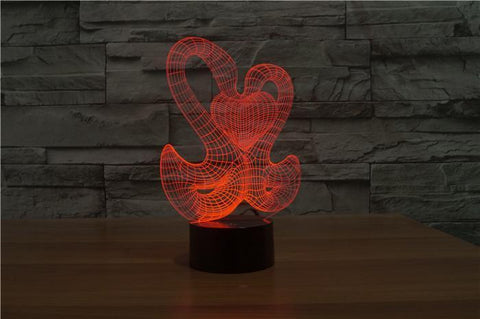 Image of Love Swan 3D Illusion Lamp - 3D Led Lamps - SlickLamps.com