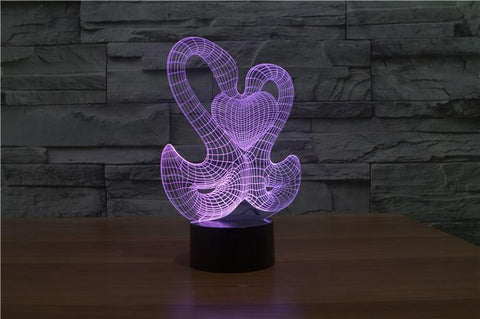 Image of Love Swan 3D Illusion Lamp - 3D Led Lamps - SlickLamps.com