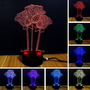 Love Rose 3D Illusion Lamp