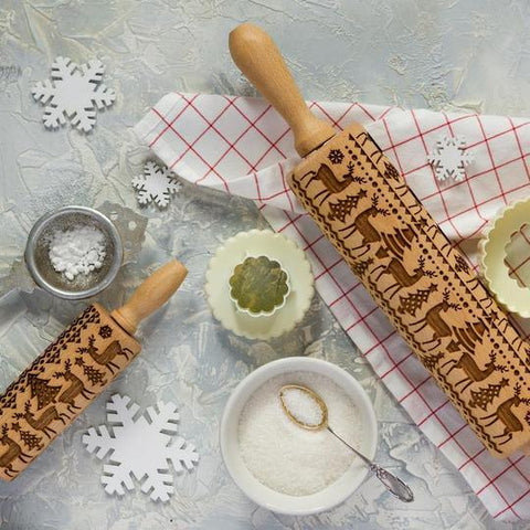 Image of Christmas Embossing Rolling Pin - SlickDecor.com