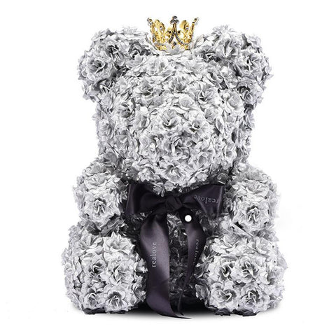 Image of Classic Roses Bear - Silver with Crown