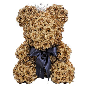 Classic Roses Bear - Gold with Crown