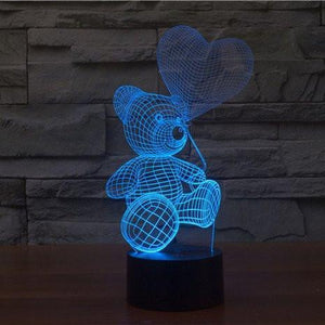 Teddy With Balloon 3D Illusion Lamp - 3D Led Lamps - SlickLamps.com