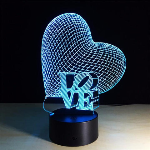 Image of Love Heart 3D Illusion Lamp