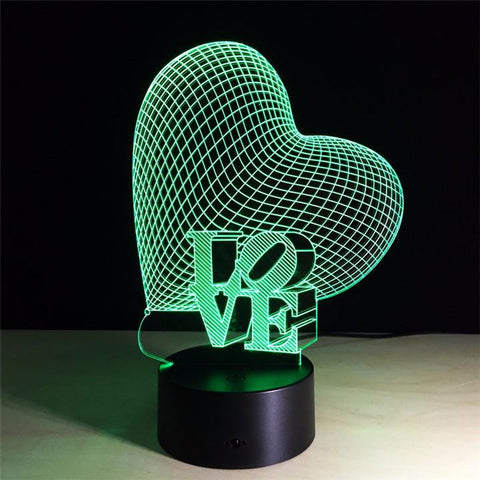 Image of Love Heart 3D Illusion Lamp