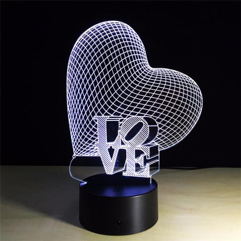 Image of Love Heart 3D Illusion Lamp