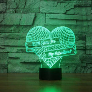 Will You Be My Valentine 3D Illusion Lamp - 3D Led Lamps - SlickLamps.com